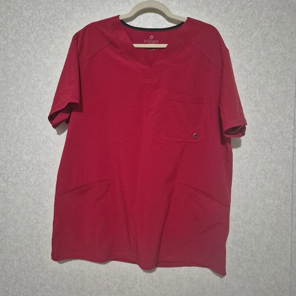 NFINITY Red Men's Scrub Shirt....Size:L - Picture 2 of 10